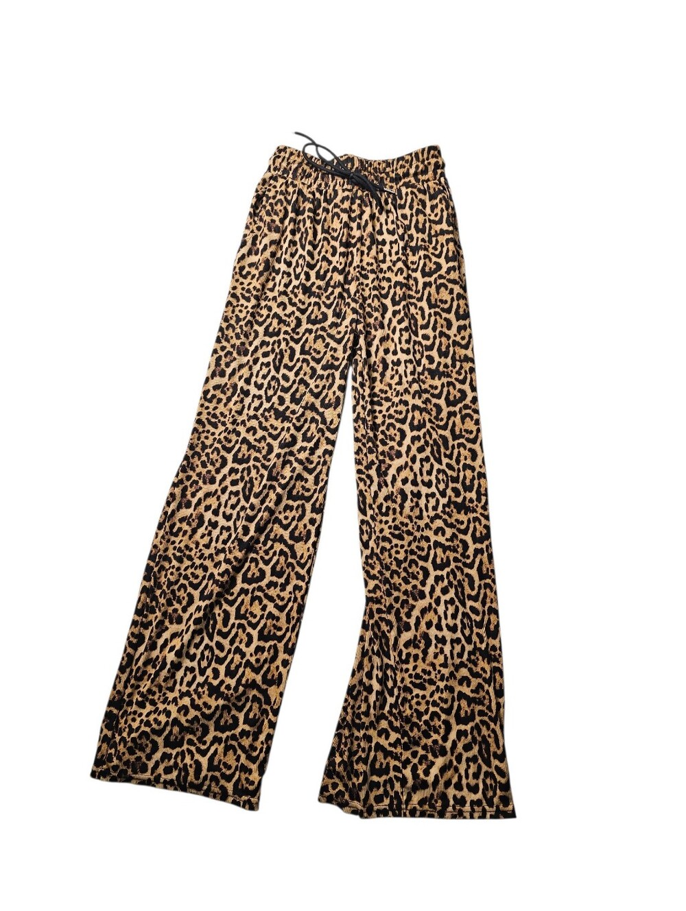 Leopard Print Wide-Leg Pants in Brown/Black